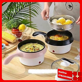 Mua Ca Nấu Mì  Nồi Nấu Cơm Đa Năng Có Tay Cầm Size 18Cm - Nồi Lẩu Điện Mini Kèm Giá Hấp Inox Đa Dụng - Loại Tốt