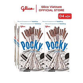 Bánh que GLICO Pocky Cookies & Cream phủ kem cookie Combo 4 hộp