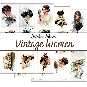Hình ảnh sticker sheet vintage women - sticker dán, trang trí sổ nhật kí, sổ tay | Bullet journal sticker - uni030