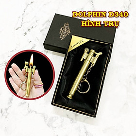 Mua Hột quẹt bật lửa móc khóa Dolphin xăng đá cổ hình trụ D340 kim loại - xài xăng