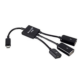 Mua Cáp OTG  3 đầu Kết nối chuột và bàn phím cho smartphone