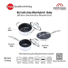 Bộ 3 Nồi Chảo iMat Hybrid Phủ Gốm Ceramic Đen | Công Nghệ Blackcube | Nhiều Lựa Chọn