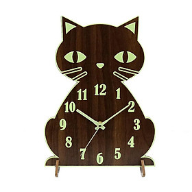Đèn đêm Pendulum - Con lắc mèo tỏa sáng trong bóng tối, im lặng không có ve - pin đồng hồ bằng gỗ TAC, phòng ngủ trang trí nhà bếp hiện đại của nông thôn (12 inch)