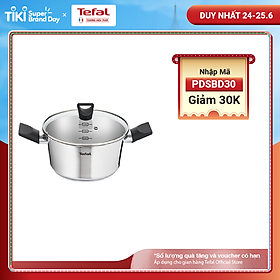Nồi inox Tefal Simpleo B9054495 20cm (Trắng) - Có thể sử dụng cho bếp từ- Điều chỉnh mức nước dễ dàng - Hàng chính hãng