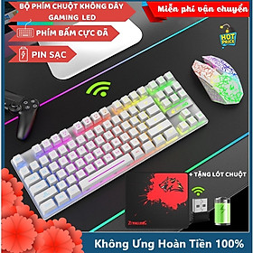 Bộ Bàn Phím Và Chuột Không Dây Gaming Có Đèn Led Pin Sạc XSmart T87 Tặng Kèm Lót Game, Combo Cho Máy Tính - Hàng Chính Hãng