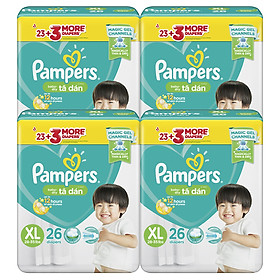 Combo 4 Tã Dán Pampers Baby Dry Gói Đại M34/L30/XL26