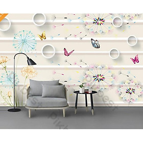 Tranh dán tường 3d trang trí phòng em bé phòng ngủ hiện đại, Đàn bướm khoe sắc phong cảnh(tích hợp sẵn keo) MS906429