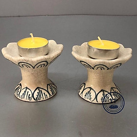 Mua Đôi chân đế đựng nến thờ bằng sứ men rạn ( tặng kèm 2 đế nên bơ) KH121161