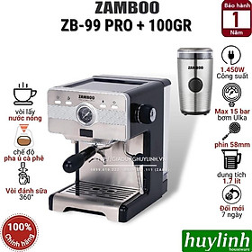 Mua Combo máy pha cà phê Zamboo ZB-99 PRO + máy xay 100GR - Tặng 500gr cafe nguyên chất - Hàng chính hãng