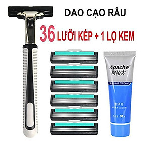 Bộ Dao Cạo Râu Và 36 Lưỡi Dao Kép Kèm Tuýp Kem Tạo Bọt Cạo Râu Loại Tốt