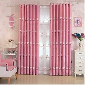 RÈM CỬA BỒ CÔNG ANH THÊU XANH, HỒNG SIZE 1M NGANG X 2M7 CAO (1 TẤM )