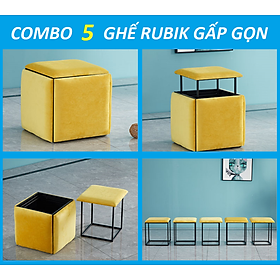 Bộ Ghế Gấp Gọn. Đôn Ghế Sofa 5 in 1. Ghế Khối Rubik Thiết Kế Sang Trọng, Hiện Đại. 