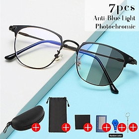 Blue Light Blocking Glasses Photochromic Sunglasses Computer Game Glasses Half Frame UV-Ray Filter Lens Anti Eye Fatigue