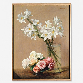 Mua Tranh in canvas treo tường danh hoạ Henri Fantin–Latour  Roses and lilies
