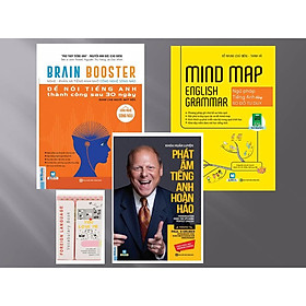 Combo sách Trị mất gốc tiếng Anh (Brain Booster - Nghe Phản Xạ Tiếng Anh Bằng Công Nghệ Sóng Não Dành Cho Người Mất Gốc, Mindmap English Grammar – Ngữ pháp tiếng anh bằng sơ đồ tư duy, Phát Âm Tiếng Anh Hoàn Hảo) Tặng sổ tay từ vựng