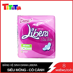 Băng Vệ Sinh Diana Libera siêu thấm siêu mỏng cánh 23cm 8miếng