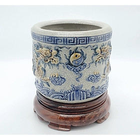 Mua Combo bộ bát hương men rạn nổi phi 16 và đế gỗ hương