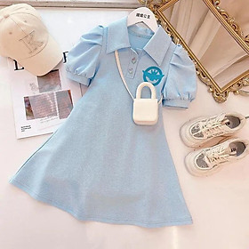 SHUANGYAN Cô gái ăn mặc mùa hè Mid-Boy mùa hè phong cách phương Tây bé Hàn Quốc trường học phong cách giản dị ngắn tay váy