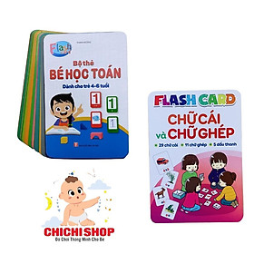 FlashCards Cho Trẻ Từ 3 Tuổi, Bộ 2 Thẻ Học Thông Minh Giúp Bé Học Đánh Vần Tiếng Việt và Làm Toán