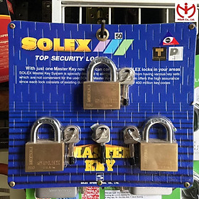 Bộ 3 ổ khóa Solex R50 thân đồng rộng 50mm 4 chìa chủ Master Key - MSOFT