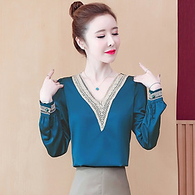 ÁO SƠ MI CÔNG SỞ CỔ V PHỐI REN CAO CẤP