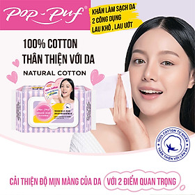 Mua {SẢN PHẨM MỚI} Khăn Lau Mặt Tiện Dụng Pop-Puf Vải 100% Cotton 40 Miếng/Bao