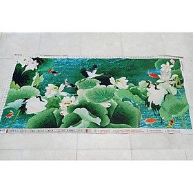 Mua Tranh thêu thành phẩm hạc đầm sen thêu kín 165x75cm mẫu đẹp