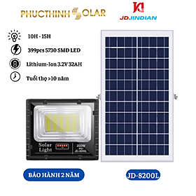 Mua Đèn Năng Lượng Mặt Trời 200W Jindian JD-8200L Đèn Pha Led Ngoài Trời Kính Cường Lực Chống Nước IP67 | Phúc Thịnh Solar