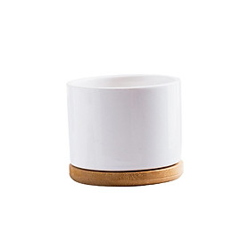 Hình ảnh Modern Ceramic Flower Pot with Saucer Office Bedroom Desktop Decor