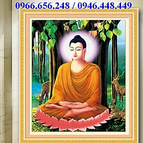 Mua Tranh thêu chữ thập Phật thích ca thêu kín A1104 (chưa thêu) tranh thêu tôn giáo phật giáo