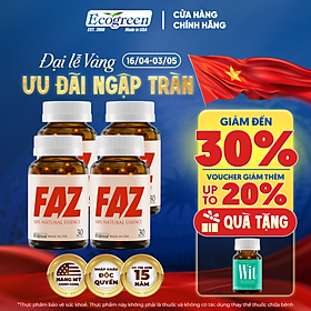 [Tặng Hộp 15v] Combo 4 Hộp 30v - Viên Uống FAZ Ecogreen Hỗ Trợ Giảm Mỡ Máu, Điều Hòa Tim Mạch
