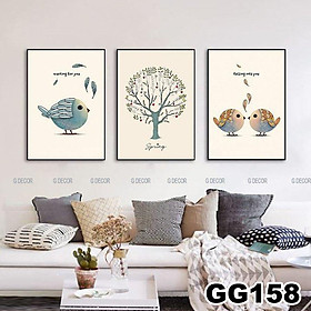 Mua Tranh treo tường canvas khung gỗ 3 bức phong cách hiện đại Bắc Âu tranh chim công trang trí phòng khách phòng ngủ spa 07