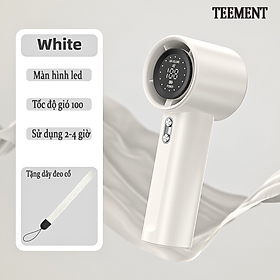 Quạt Sạc Cầm Tay Mini Siêu Mát Teement, Sạc Nhanh, Màn Hình Led Sang Trọng, 100 Chế Độ Gió - Hàng Chính Hãng