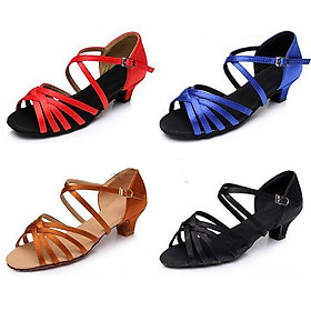 Giày khiêu vũ Latin cho cô gái giày trẻ em Salsa Phụ nữ giày nhảy Latin Giày nhảy nữ Color: Black check size Shoe Size: 9