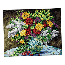 Flower Pattern Stamped Cross Stitch Kit Embroidery Kit DIY Needlepoint 11CT