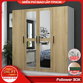 Tủ quần áo gỗ hiện đại SMLIFE Carvium  | Gỗ MDF dày 17mm chống ẩm | D180xR52xC190cm