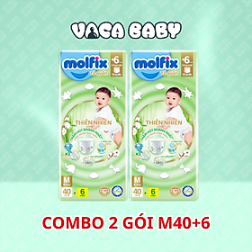 Combo 2 gói Tã bỉm QUẦN Molfix thiên nhiên Jumbo size M40+6 miếng