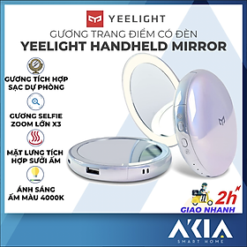 Hình ảnh Đèn gương trang điểm mini Yeelight 4 in 1 Hand-held Makeup Mirror - Tích hơp sạc dự phòng 5000mAh, gương HD 3x, đèn chỉnh sáng, sưởi ấm tay - Hàng Chính hãng 