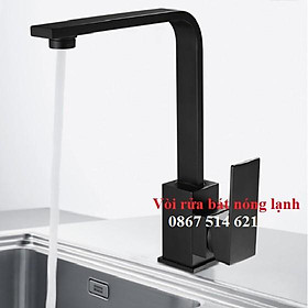 Vòi rửa bát - chén nóng lạnh inox 304 màu đen cao cấp - KMISU thiết bị vệ sinh