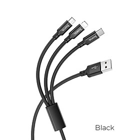Mua Cáp Sạc 3 Đầu Hoco X14 iPhone/Micro Usb/ Type C bọc vải  chống gẫy gập dài 1m - Hàng chính hãng