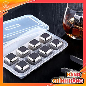 Mua Đá Lạnh Không Tan Vĩnh Cửu inox sus 304 hộp 8 viên tặng kèm kẹp gắp