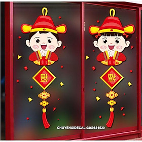 Mua Decal trang trí Tết - Cặp Trai Gái Nón lớn chúc Tân Xuân