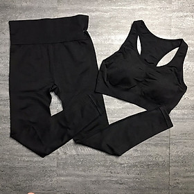 Set Đồ Tập Thể Thao Nữ Yoga - Gym Ba Lỗ Croptop Khoét Lưng Cao Cấp