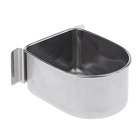 Stainless Steel Bird Cage Food Water Bowl Hanging Box For Medium Large Birds