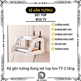 Mua Kệ Gắn Tường STA 103 Không Cần Khoan 2 Tầng Đựng Set Top Box TV  Đầu Thu  Modem WiFi  Remote - kích thước 22.5 x 21.5 x 14.8 cm  độ dày 8mm - Hàng Chính Hãng