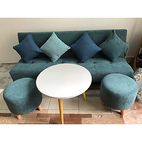 Bộ sofa bed, sofa giường xanh nước biển nhạt XB 1m7x90, bộ bàn ghế sofa phòng khác, salon, sopha, sa lông, sô pha