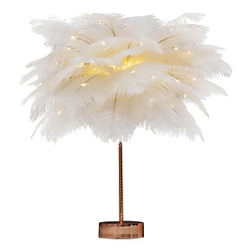 Romantic Feather Table Lamp Light Lampshade Bedroom Dorm Hallway Vanity Sconces Lighting