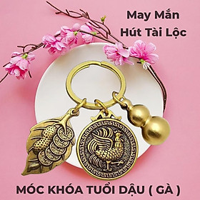 Móc Khóa , Mặt Dây Chuyền 12 CON GIÁP CON GÀ - DẬU Bằng ĐỒNG CAO CẤP, Tiền lì xì tết 2023 , NELI