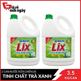 Combo 2 Nước Rửa Chén Lix Siêu Đậm Đặc Tinh Chất Trà Xanh 3.6Kg Canx2