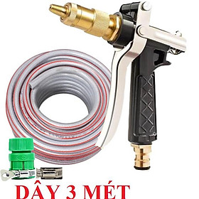 Mua Bộ dây vòi xịt nước ️  tăng áp 3 lần loại 3m  5m 206236 đầu đồng đai nối nhựa vàng+ móc khoá
